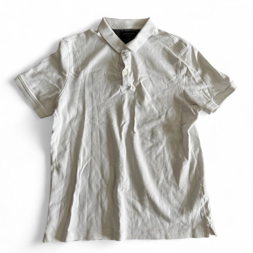 Mens Banana Republic Business Casual Polo Vacation Shirt White Size Medium